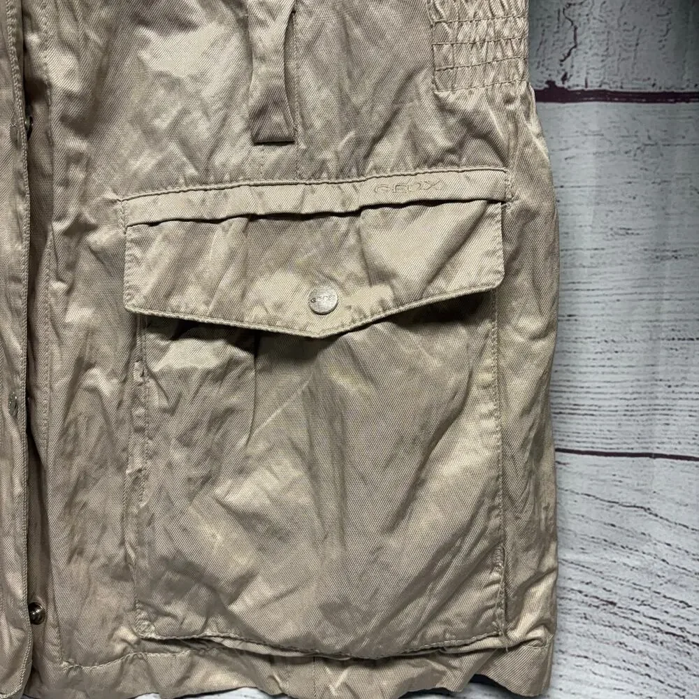 Geox Respira Khaki Light Full Zip Snap Button Jacket Women’s size 14